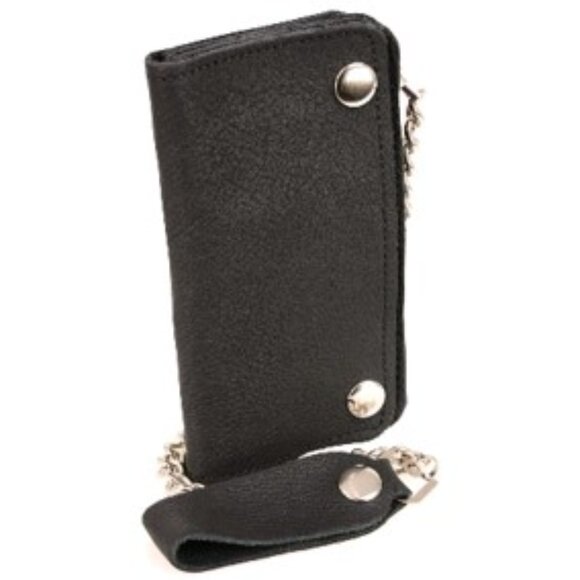 Leather MLW7883 Men's 6” Black Naked Leather Soft Biker Wallet - Picture 2 of 5